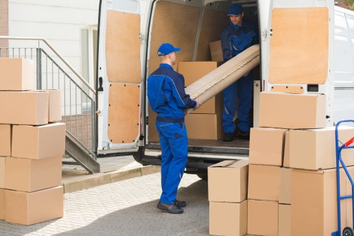 Packed moving boxes ready for a home move in Kentish Town