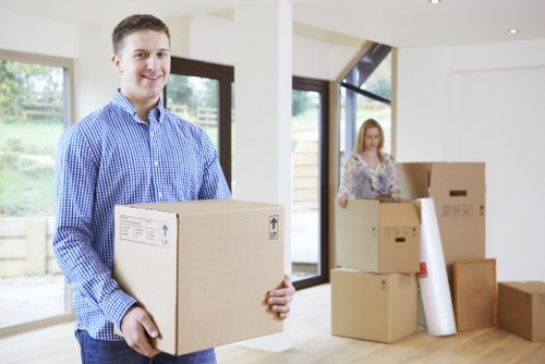 Office furniture and equipment prepared for relocation in Kentish Town
