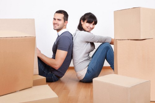 Packing and loading household items into a removal van