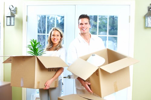 Variety of moving boxes and wrapping materials for fragile items